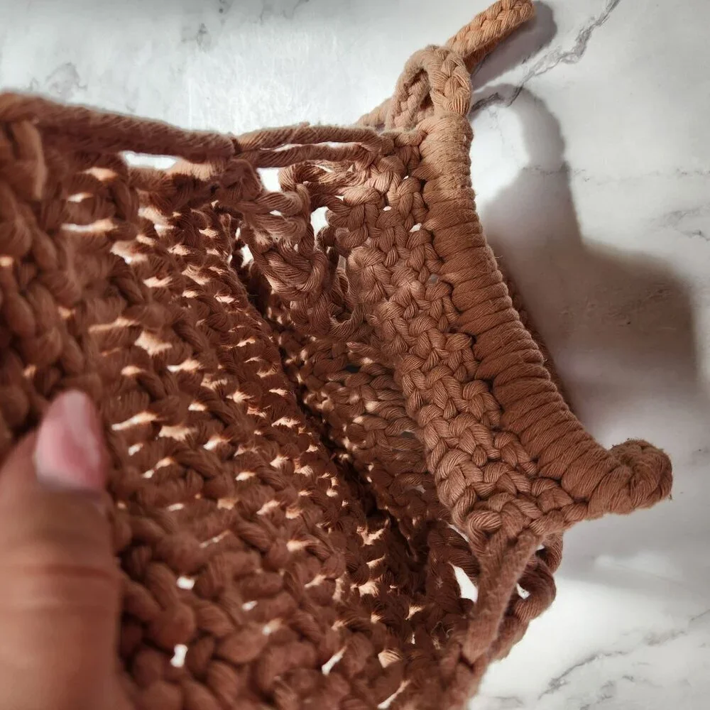 Cottagecore Dusty Rose Pink Crochet Tote Bag Purse Shoulder Bag Boho